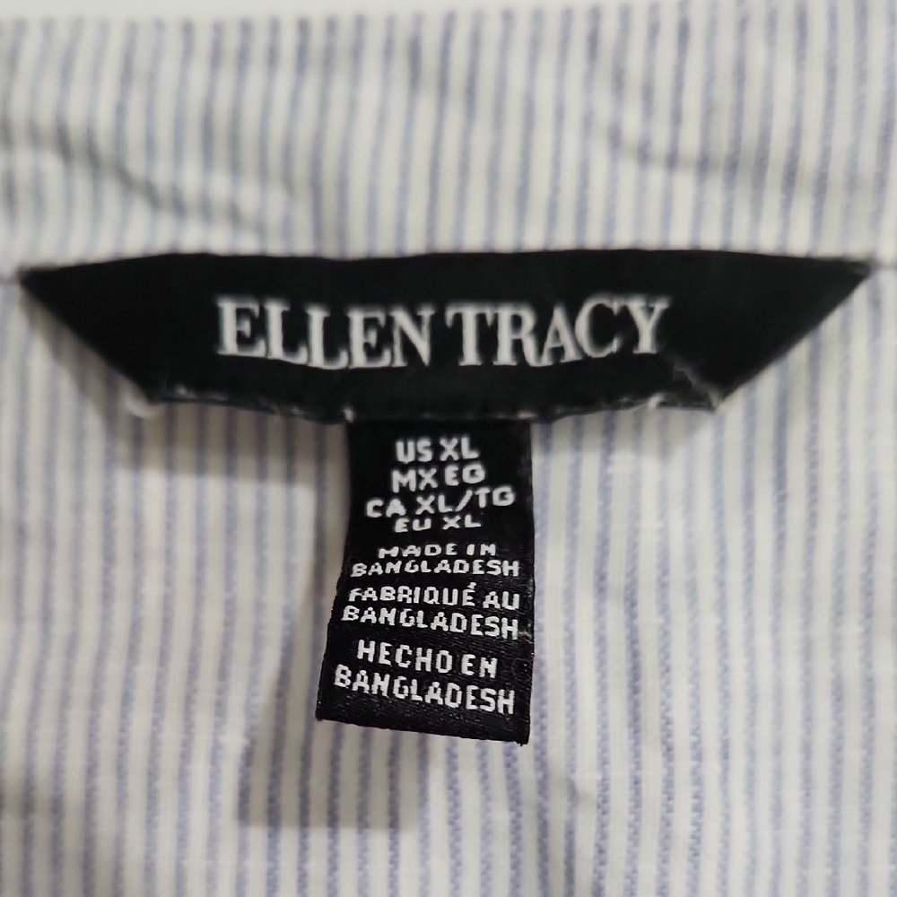 Ellen Tracy Blue and White Striped Blouse - Picture 2 of 7
